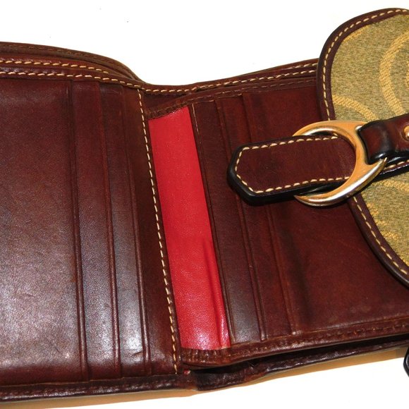 Rare Vintage Dooney & Bourke Signature Heart Canvas Leather Wallet Buckle - Picture 7 of 9